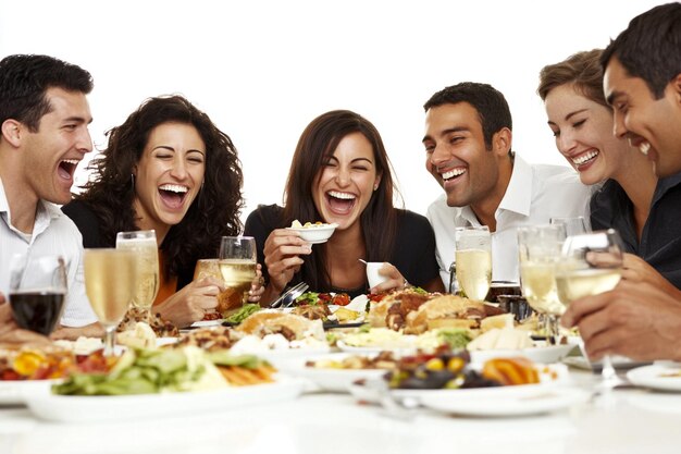 Šťastní ľudia pri jedle